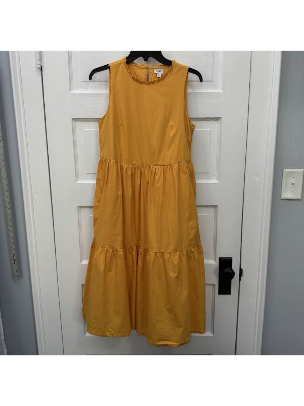 J.Crew Factory Saffron Tiered Midi Dress 2 Cotton Sleeveless Pockets